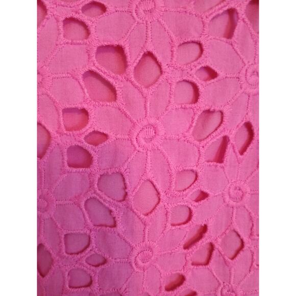 Lilly Pulitzer Dress Women 2 Pink Eyelet Crochet Coquette Floral Twee Mini Flare - Picture 5 of 7